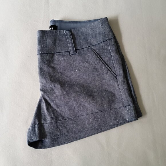 EXPRESS Linen Midi Low Rise Shorts Blue Size 4 - Picture 6 of 9